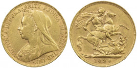 GREAT BRITAIN: Victoria, 1837-1901, AV sovereign, 1894, KM-785, EF.
Estimate: USD 450 - 500