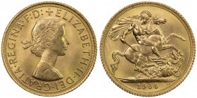 GREAT BRITAIN: Elizabeth II, 1952—, AV sovereign, 1964, KM-908, AU.
Estimate: USD 425 - 475