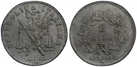 REPUBLIC OF ITALY: Napoleon, President, 1802-1805, 2 lire, 1804 year III, cf. KM-Pn21, rare pattern in pewter! PCGS graded Specimen 62, R. The Italian...