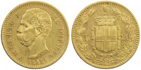 ITALY: Umberto I, 1878-1900, AV 20 lire, 1882-R, KM-21, EF-AU.
Estimate: USD 350 - 400