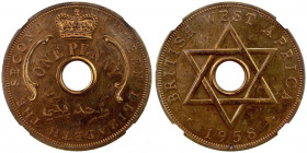 BRITISH WEST AFRICA: Elizabeth II, 1952-1958, 1 penny, 1958, KM-33, NGC graded PF63 RD, RR. 
Estimate: USD 200 - 260