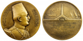 EGYPT: Fuad I, as King, 1922-1936, AE medal, 1926, 72mm, Art Deco-style official medal for the 14th International Congress of Navigation, Cairo, king'...