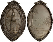 EGYPT: AR medal (46.51g), 1926, 65x40mm oval silvered brass medal for the 14th International Congress of Navigation by J. Fonson Medailles d'Art, Phar...