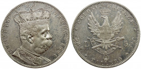 ERITREA: Umberto I, 1889-1900, AR tallero, 1891, KM-4, Y-4, lightly cleaned, some luster, two-year type, EF.
Estimate: USD 400 - 500