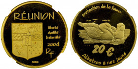 RÉUNION: Overseas Department, AV 20 euro, 2004, Bruce-XE15, Animal Protection Series-Yellow-Nosed Albatross, essai, mintage of only 300 pieces, NGC gr...