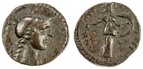 ATTICA: Athens, AE21 (6.36g), 264-267 AD, BMC-682, helmeted bust of Athena right // Athena standing facing, head left, holding spear and shield, AΘH-N...