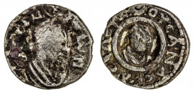 AXUM: Ousanas I, ca. 320 AD, AR unit (0.71g), Munro-Hay Type 28, BMC Aksum 29-39, draped bust right, wearing head cloth, crescent and pellet above, AΞ...