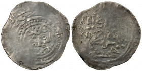 CHAGHATAYID KHANS: temp. Qaidu, 1270-1301, AR dirham (1.98g), Khujanda (Khojend), ND, A-1985, cf. Zeno-39365, tamgha of Qaidu in obverse center, mint ...