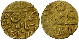 SHAYBANID: Unknown governor, fl. 1599-1600, AV 1/12 mohur (0.94g), [Badakhshan], ND, A-3007H, VF-EF. In the name of the long-deceased Mughal Abu'l-Muz...