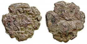 KAUSAMBI: Ashvagosha, 1st century BC/1st AD, AE unit (6.75g), Pieper-986 (this piece), bull right, large crescent above // railed tree, eye-symbol, wa...
