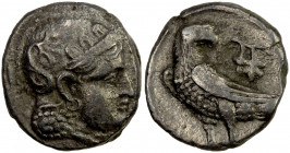 INDO-GREEK: Sophytes, ca. 305-294 BC, AR hemidrachm (1.41g), SNG ANS-17/18, local standard, head of Athena right, wearing crested Attic helmet // eagl...