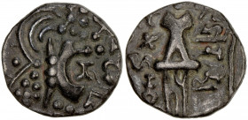 KIDARITE: Namvihakya, late 5th century, very debased AV dinar (8.12g), Mitch-3653, king standing, Nagari bhagava(ti) right (name of the river) // Ardo...