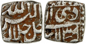 MUGHAL: Akbar I, 1556-1605, AR square 1/8 rupee (1.34g), Lahore, IE39, KM-50.2, cf. Zeno-85169 (IE-41, month of Di), month of Di, Fine to VF, RR. 
Es...