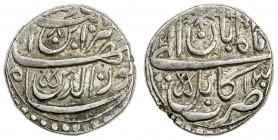 MUGHAL: Jahangir, 1605-1628, AR rupee (11.40g), Kabul, AH1028 year 13, KM-145.9, month of Aban, interesting banker's mark on the edge, EF.
Estimate: ...