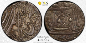 SIKH EMPIRE: AR rupee (10.89g), Kashmir, VS1893, KM-51, Herrli-06.46.04, with the sword symbol for the governor Mihan Singh, 1834-1841, shroff mark, P...