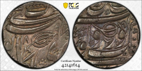 SIKH EMPIRE: AR rupee (10.91g), Kashmir, VS1897, KM-51, Herrli-06.46.04, with the sword symbol for the governor Mihan Singh, 1834-1841, iridescent ton...
