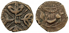 SIKH EMPIRE: AE paisa (9.08g), Kashmir, VS1894, KM-—, Herrli-06.106, nanak in center of ornate 4-flower ornament // leaf and date in center, mint form...