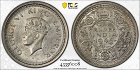 BRITISH INDIA: George VI, 1936-1947, AR rupee, 1945(b), KM-557.1, S&W-9.32, large 5 variety, PCGS graded MS62.
Estimate: USD 100 - 150