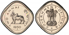 INDIA: Republic, 2 annas, 1950(b), KM-4, a superb proof example! PCGS graded Proof 65.
Estimate: USD 100 - 150