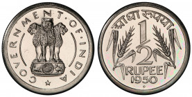 INDIA: Republic, ½ rupee, 1950(b), KM-6, a superb proof example! PCGS graded Proof 65.
Estimate: USD 100 - 150