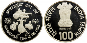 INDIA: AR 100 rupees, 1981-B, KM-277, International Year of the Child, NGC graded PF66 UC.
Estimate: USD 110 - 150