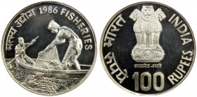 INDIA: AR 100 rupees, 1986-B, KM-283, Fisheries, NGC graded PF64 CAM.
Estimate: USD 70 - 100