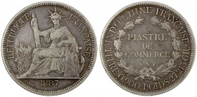 FRENCH INDOCHINA: AR piastre, 1887, KM-5, VF.
Estimate: USD 40 - 60