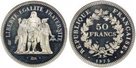FRANCE: AR 50 francs piéfort, 1975, KM-P536, 955 struck, based on type KM-941, NGC graded Proof 66, R. 
Estimate: USD 100 - 150