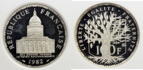 FRANCE: AR 100 francs piéfort, 1982, KM-P751, 999 struck, based on type KM-951, NGC graded PF67 UC, R. 
Estimate: USD 120 - 160
