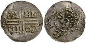 EMDEN: Hermann IV of Werl, 1047-1050, AR denar (0.79g), Dannenberg-773, Jesse-36, diademed bust right within dotted circle, + HEREMON // long cross, +...
