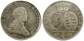 SAXONY: Friedrich August III, 1763-1806, AR 2/3 thaler, Dresden, 1767, KM-981, mintmaster initials EDC, a lustrous nearly mint state example! PCGS gra...