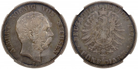 SAXONY: Albert, 1873-1902, AR 5 mark, 1876-E, KM-1237, J-122, NGC graded EF45.
Estimate: USD 50 - 75