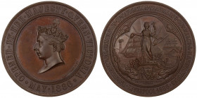 GREAT BRITAIN: Victoria, 1837-1901, AE medal (58.50g), 1886, BHM-3216, Eimer-1727, 51mm bronze medal for the Opening of the International Exhibition i...