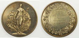 GREAT BRITAIN: AR medal (69.02g), 1920, 55mm issued gilt silver award medal of the Royal Horticultural Society by W. Wyon, Flora standing facing with ...