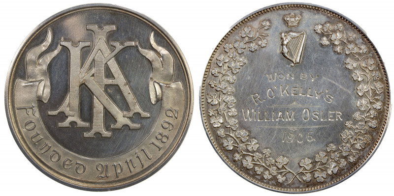IRELAND: AR medal (67.92g), 1906, 51mm, silver award medal for the Irish Kennel ...
