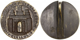 TRAU (TROGIR): brass seal (30.02g), 32mm, + SIGILL' COMMUNIS CIVITATIS TRAGURIENSIS, castle with open gate and three towers, likely a 19th century pro...