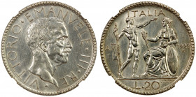 ITALY: Vittorio Emanuele III, 1900-1946, AR 20 lire, 1927-R year VI, KM-69, Pagani-672, cleaned (still very attractive), NGC graded Unc details.
Esti...