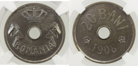 ROMANIA: Carol I, as King, 1881-1914, 20 bani, 1906, KM-33, wonderfully lustrous, NGC graded MS64.
Estimate: USD 60 - 90