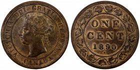 CANADA: Victoria, 1837-1901, AE cent, 1890-H, KM-7, just the slightest wear, nearly full red, Choice AU.
Estimate: USD 60 - 90