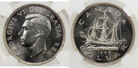 CANADA: George VI, 1936-1952, AR dollar, 1949, KM-47, Newfoundland Commemorative, blast white luster, NGC graded MS65+.
Estimate: USD 80 - 100