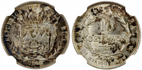 COSTA RICA: Republic, AR 10 centavos, 1890, KM-129, struck at the Heaton Mint, Birmingham, NGC graded MS64.
Estimate: USD 75 - 100