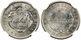 COSTA RICA: Republic, AR 10 centimos, 1905, KM-146, struck at the Philadelphia Mint, NGC graded MS62.
Estimate: USD 75 - 100