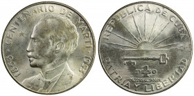 CUBA: Republic, AR peso, 1953, KM-29, 100th Anniversary of the Birth of José Martí, Unc.
Estimate: USD 40 - 60
