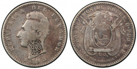 GALAPAGOS ISLANDS: AR 2 decimos, ND, KM-3, fantasy countermark "RA" on Ecuador 1895 AR 2 decimos host coin, PCGS graded VF20. There has always been co...