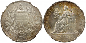 GUATEMALA: Republic, AR peso, 1894, KM-210, uneven, but very attractive orange tone, NGC graded MS63.
Estimate: USD 90 - 130