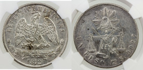 MEXICO: Republic, AR peso, 1872-Go, KM-408.4, assayer S, NGC graded AU details (obverse cleaned).
Estimate: USD 50 - 75