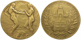 UNITED STATES: AE medal, 1915, Unc, 70mm, bronze medal by John Flanagan for the Panama-Pacific International Exposition, San Francisco, dated 1915 in ...