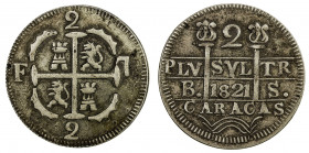 VENEZUELA: Caracas, 2 reales (4.56g), 1821, as Craig-6.2, initials BS, contemporary imitation, well-executed, Choice VF.
Estimate: USD 100 - 150