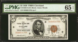 Fr. 1850-D. 1929 $5 Federal Reserve Bank Note. Cleveland. PMG Gem Uncirculated 65 EPQ.

With boardwalk margins all around and strong embossing, this...