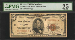 Fr. 1850-D*. 1929 $5 Federal Reserve Bank Star Note. Cleveland. PMG Very Fine 25.

A solid mid grade star example from the Cleveland district that s...